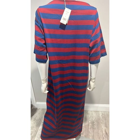 Tory Burch Blue and Red Striped Cotton Maxi Dress Size Medium - Picture 13 of 14